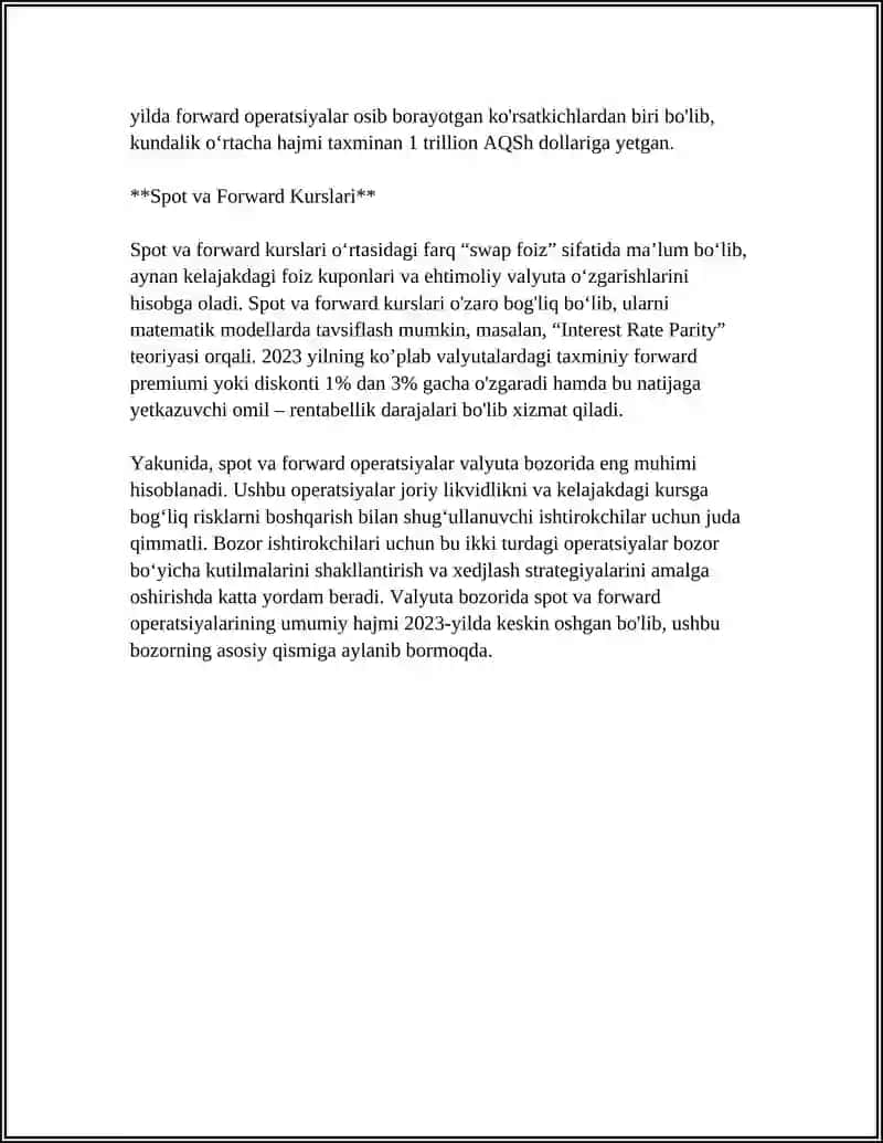 XALQARO MOLIYA BOZORI OPERATSIYALARI 4