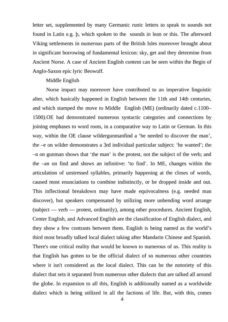 COURSE WORK: HOW SIMILAR IS OLD ENGLISH TO MODERN ENGLISH 4