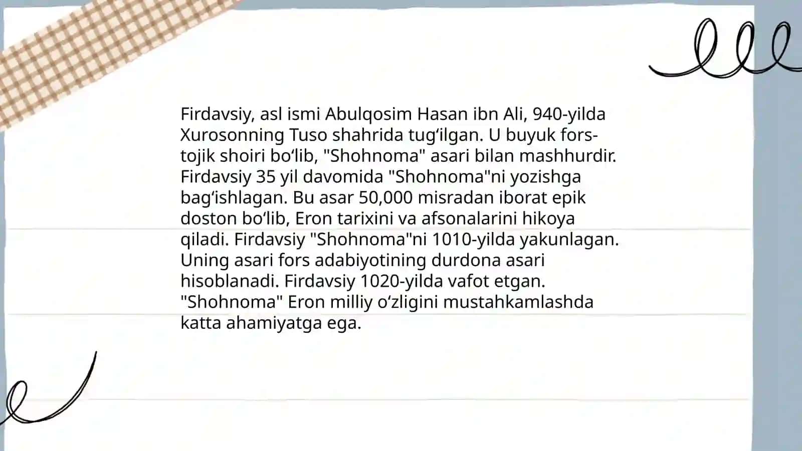 Firdavsiyning "Shohnoma " asari 4