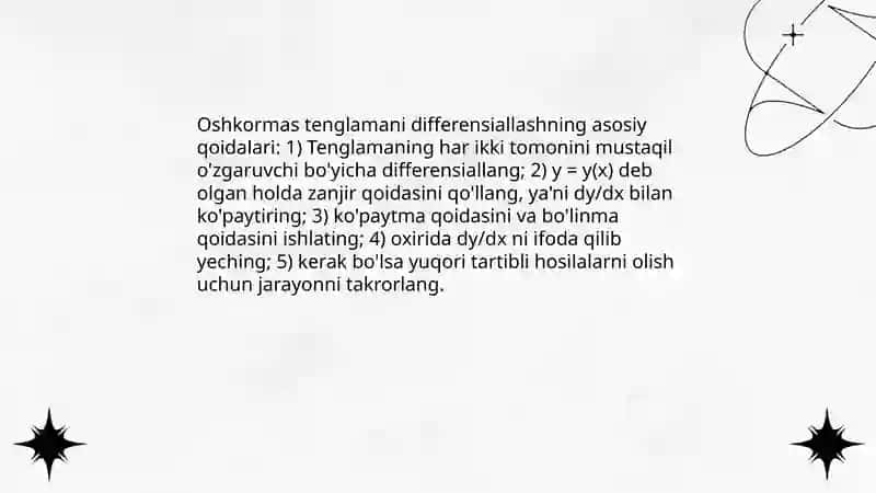 Oshkormas va parametrik funksiyalarni differensiallash 4