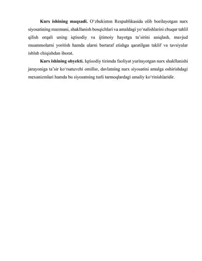 O`zbekistonda narx siyosati va uning asosiy yo`nalishlari 4