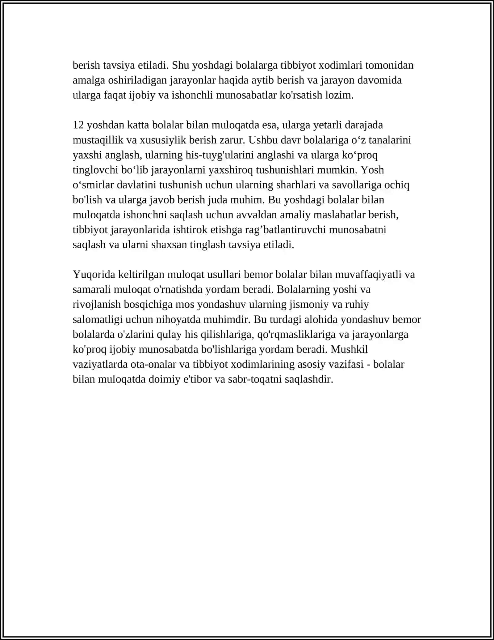 BEMOR BOLALAR BILAN MULOQAT 4