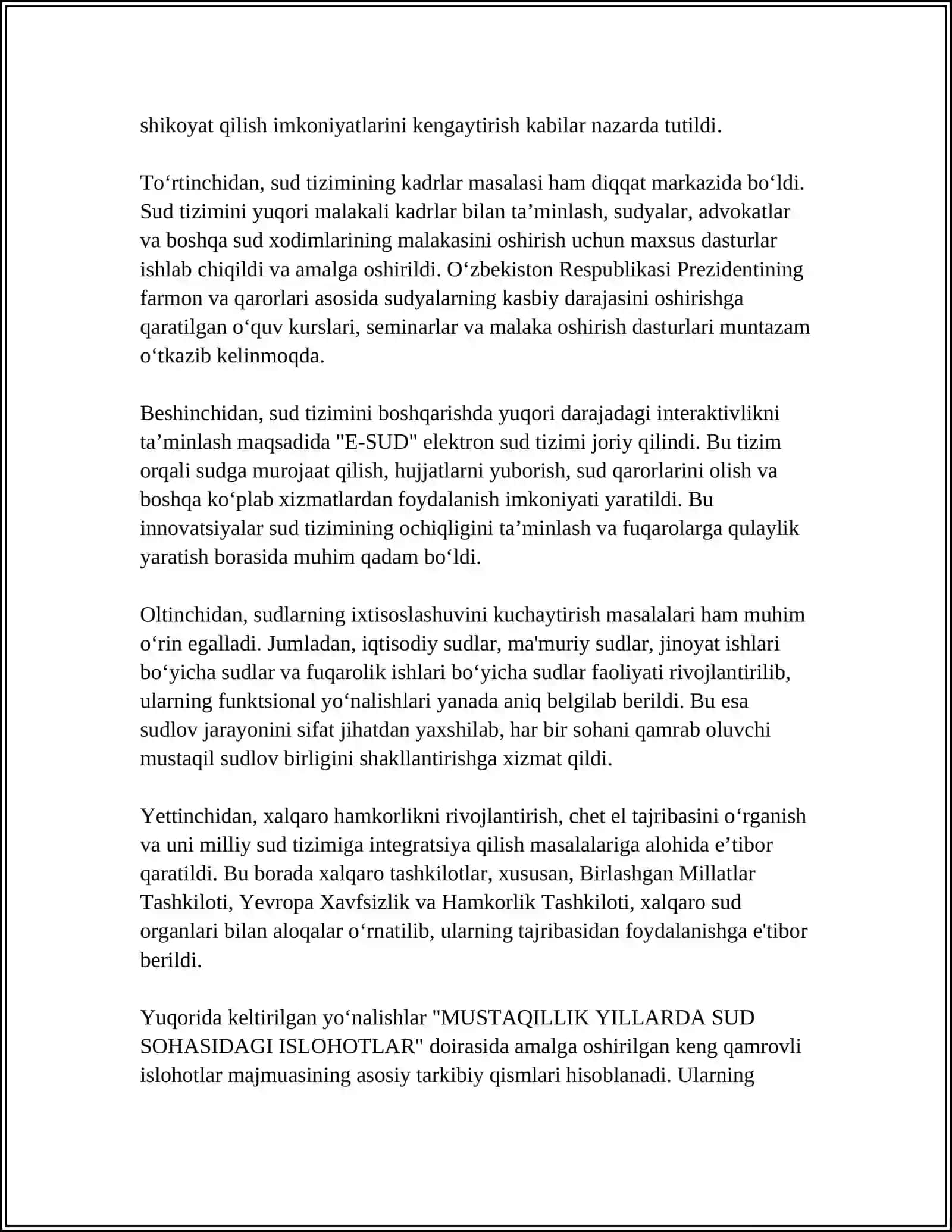 MUSTAQILLIK YILLARDA SUD SOHASIDAGI ISLOHOTLAR 4