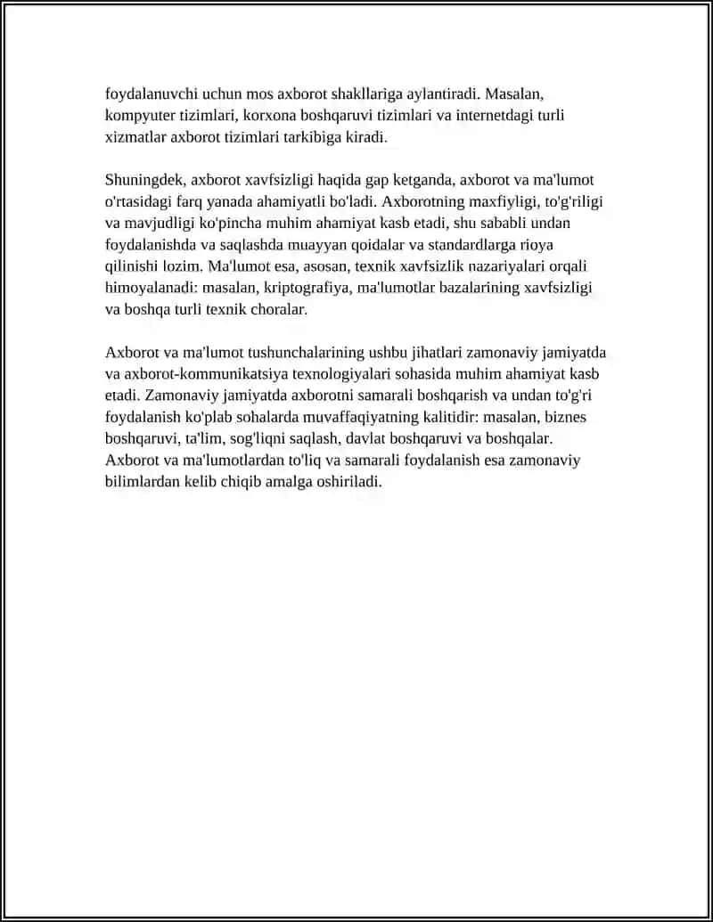 AXBOROT VA MA'LUMOTLAR TUSHUNCHASI 4