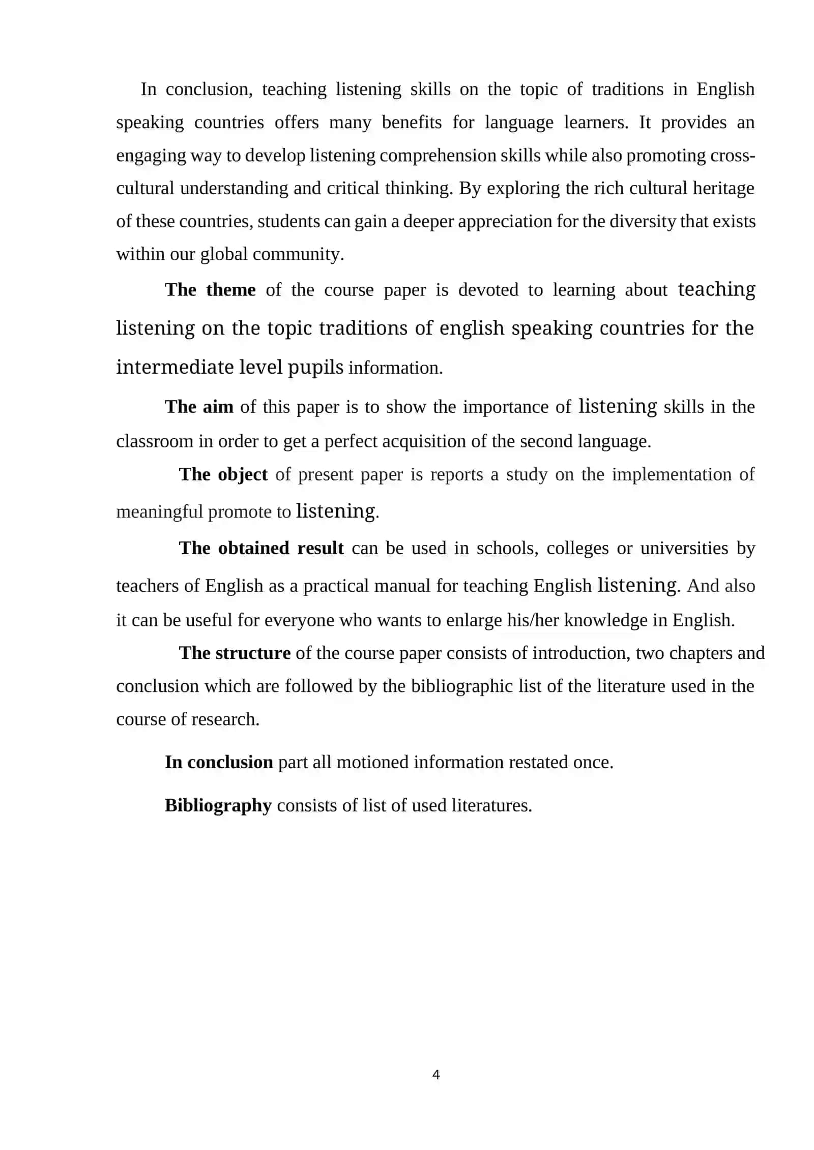 TEACHING LISTENING ON THE TOPIC TRADITIONS OF ENGLISH SPEAKING COUNTRIES FOR THE INTERMEDIATE LEVEL PUPILS 4