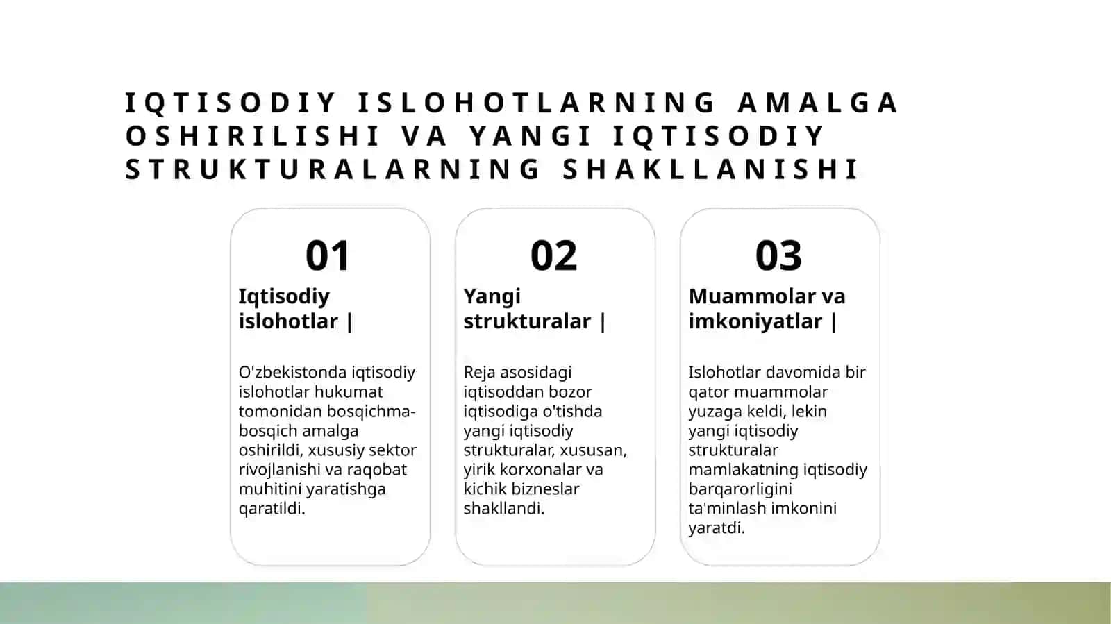 O'zbekistonning bozor iqtisodiyotiga o'tish jarayoni va asosiy bosqichlari 4