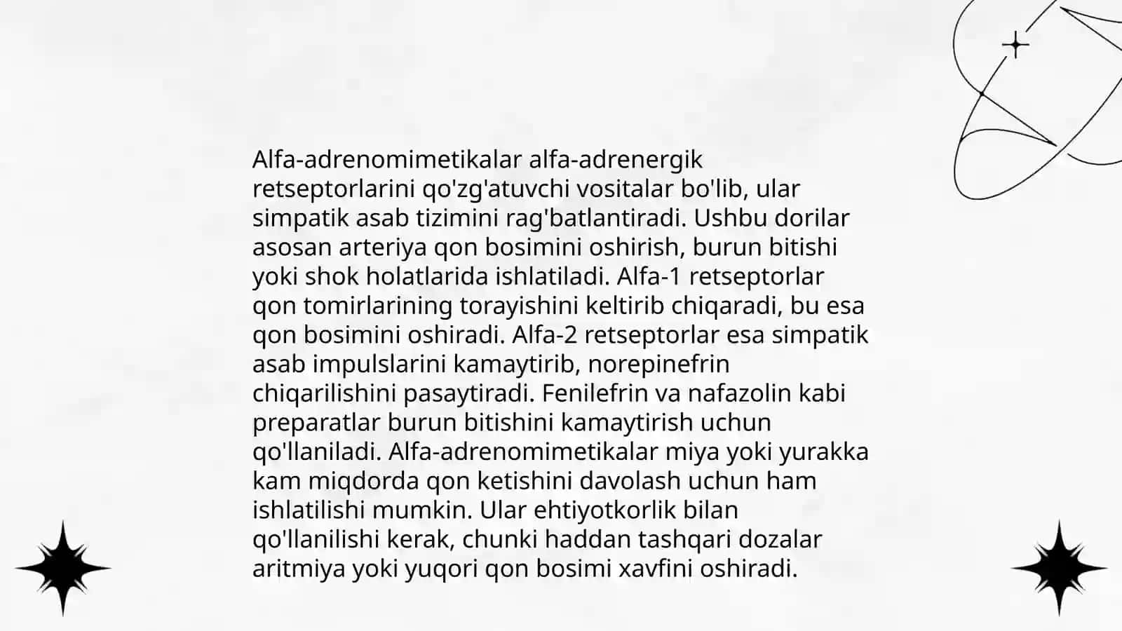Qon tomir tonusiga ta'sir etuvchi dori vositalari klinik farmokologiyasi 4