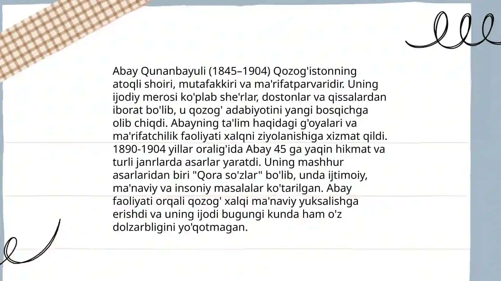 Abay hayoti va ijodi "Naqliya so'zlar" asari 4