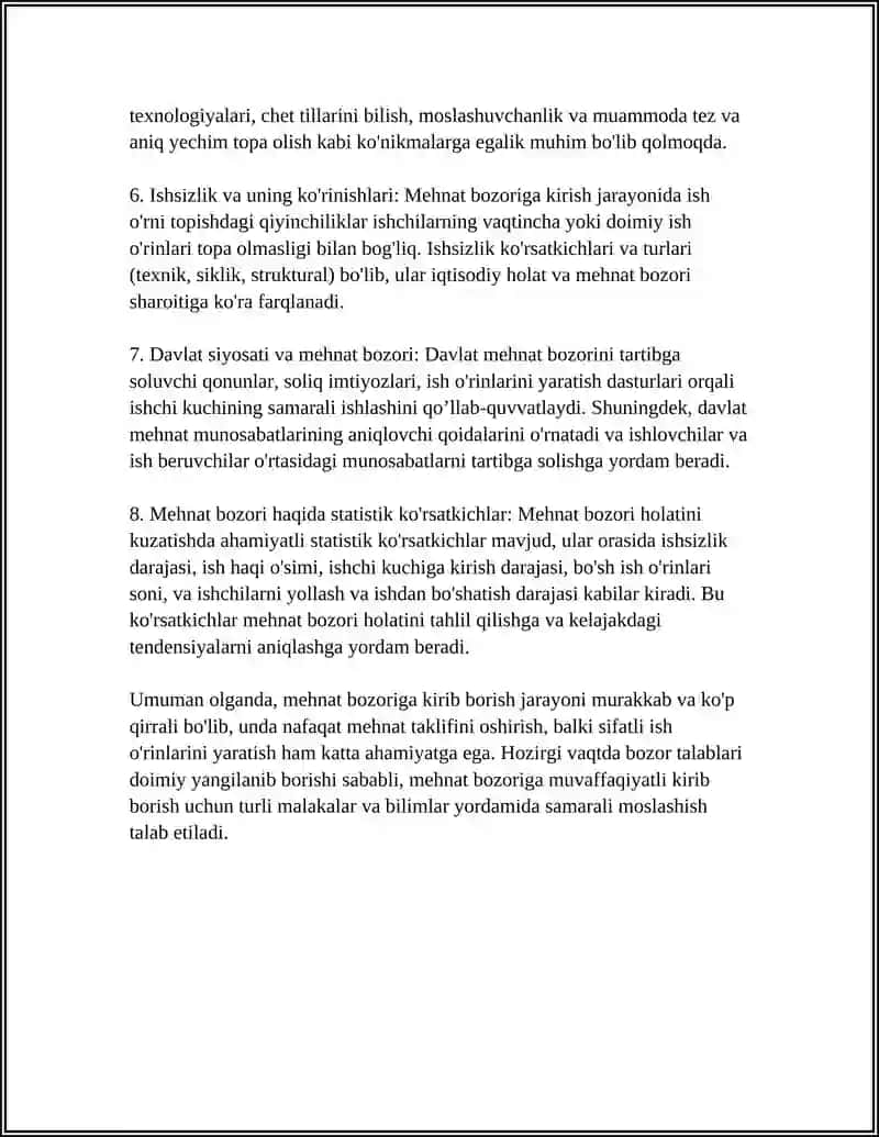 Mehnat bozoriga kirib borish 4