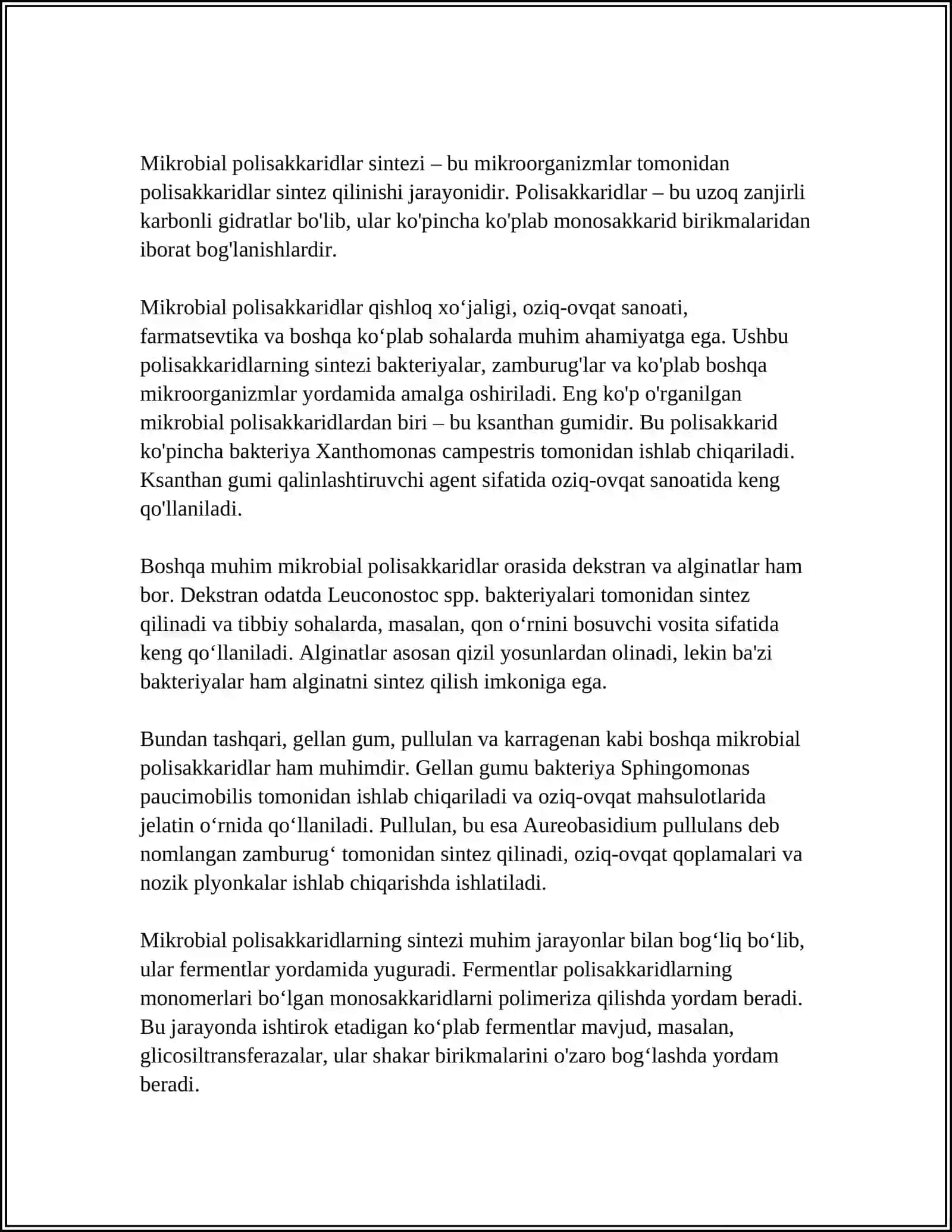 FERMENTLAR MIKROB PALISAXARIDLARI VA POLEPIDLAR ISHLAB CHIQARISH 4
