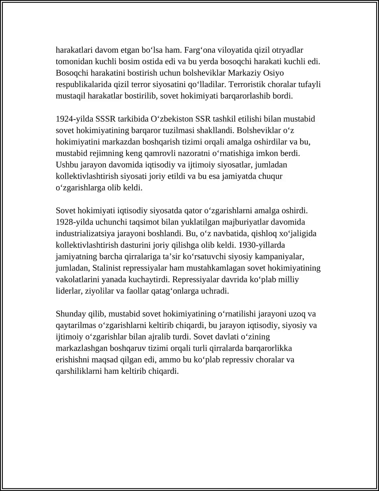 TURKISTONDA MUSTABID SOVET HOKIMIYATINING ÕRNATILISHI VA UNGA QARSHI QUROLLI HARAKAT 4