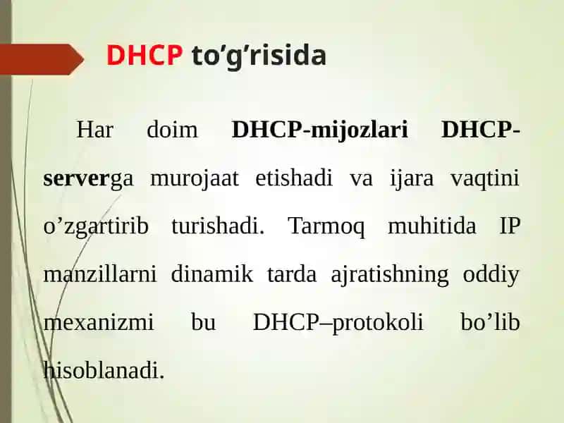DHCP tarmoq protokoli 4