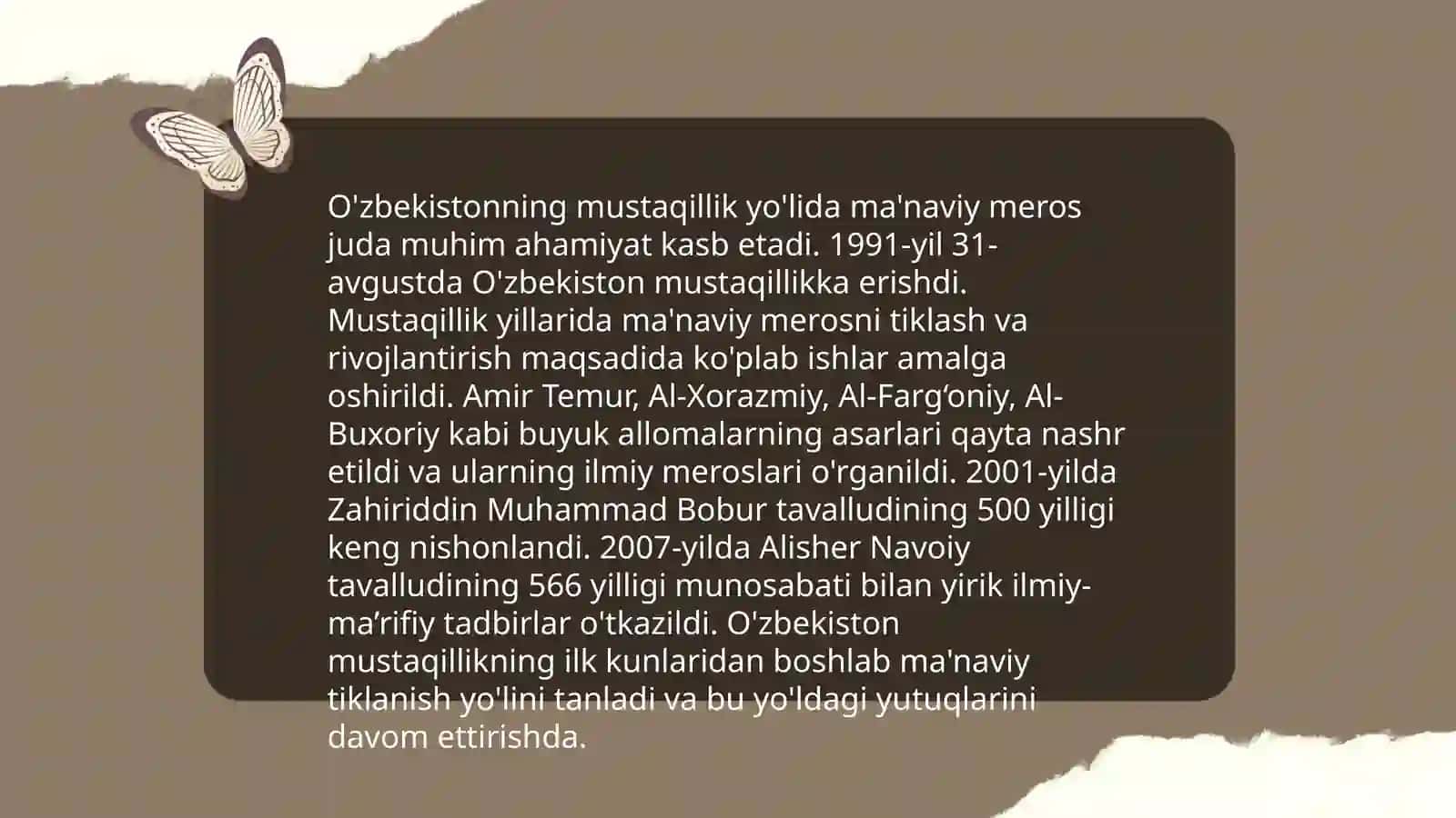 Mustaqillik davri ma'naviyatining shakllanish tarixi 4