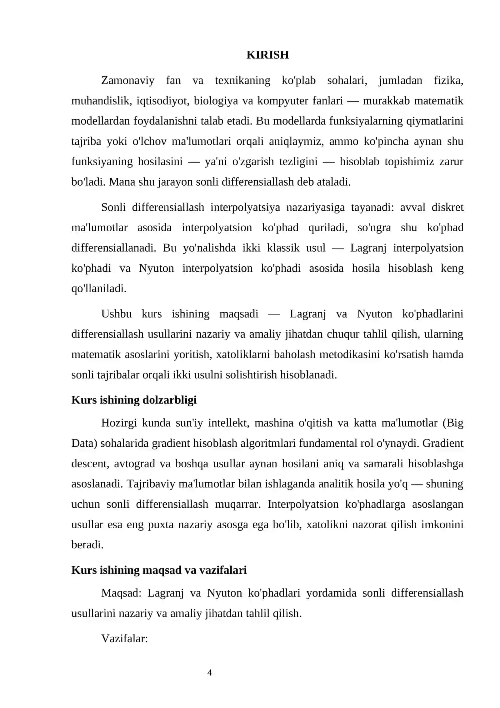 LAGRANJ VA NYUTON KO'PHADLARINI DIFFERENSIALLASH USULLARINING TAHLILI 4