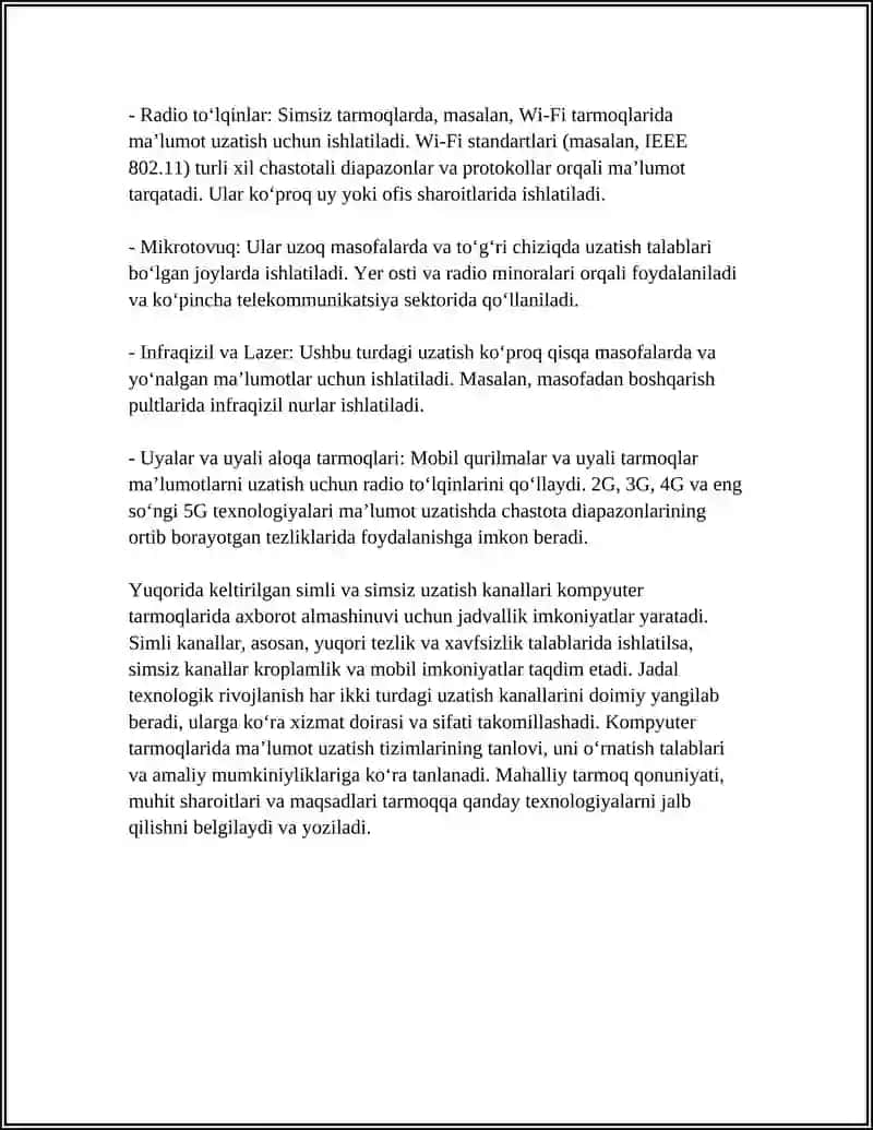 KOMPYUTER TARMOQLARIDA MA’LUMOT UZATILISHI 4