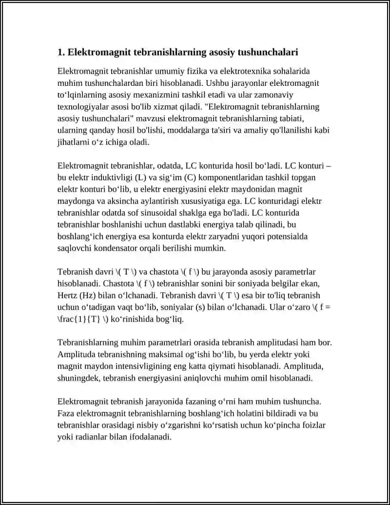 ELEKTROMAGNIT TEBRANISHLAR VA TOʻLQINLAR 4