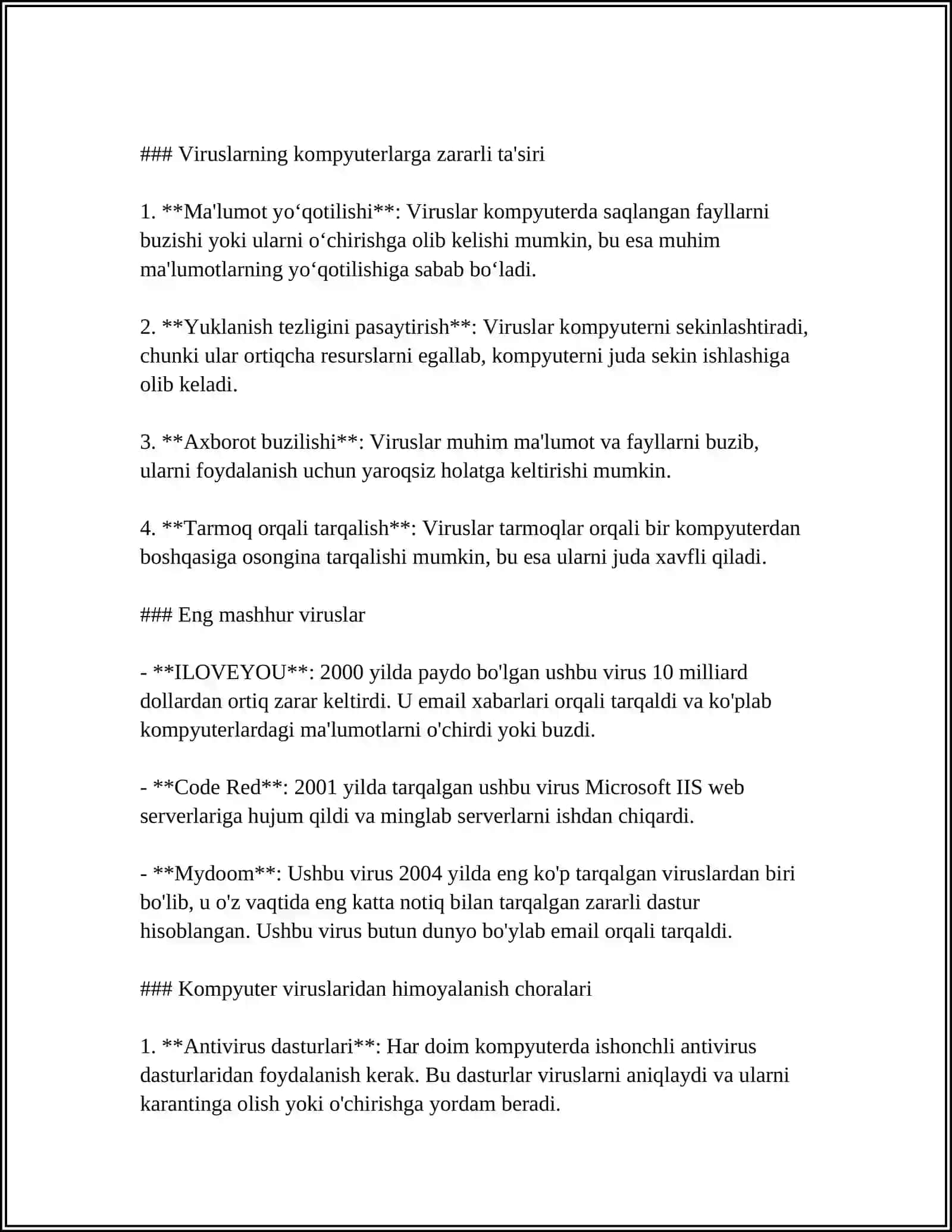 ZARARKUNANDA DASTURLARNING TURLARI 4
