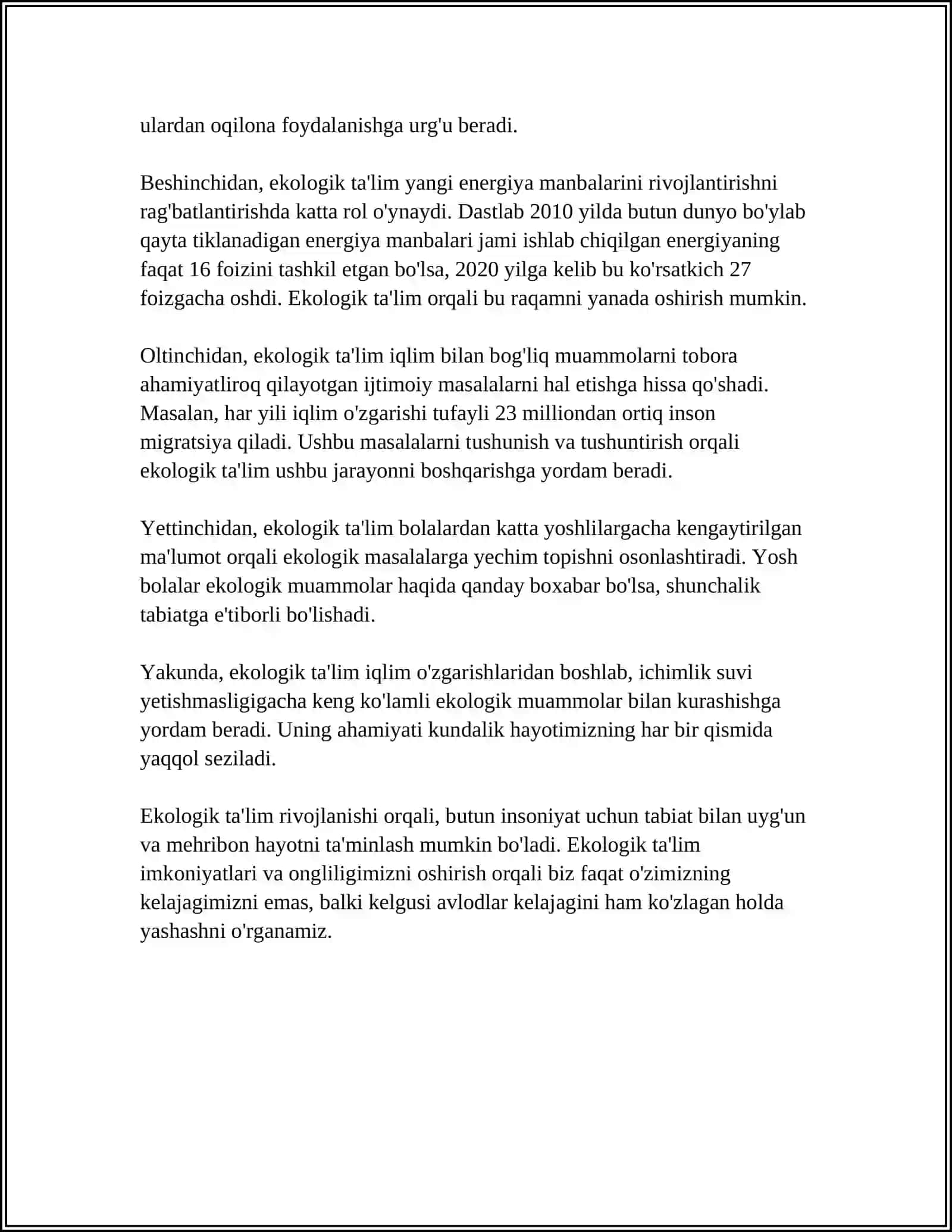 OʻQUVCHILARNING EKOLOGIK TARBIYASI 4