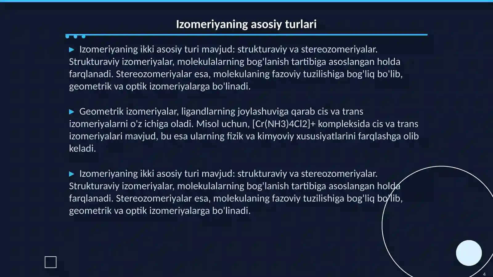 Kompleks birikmalarning izomeriyasi 4