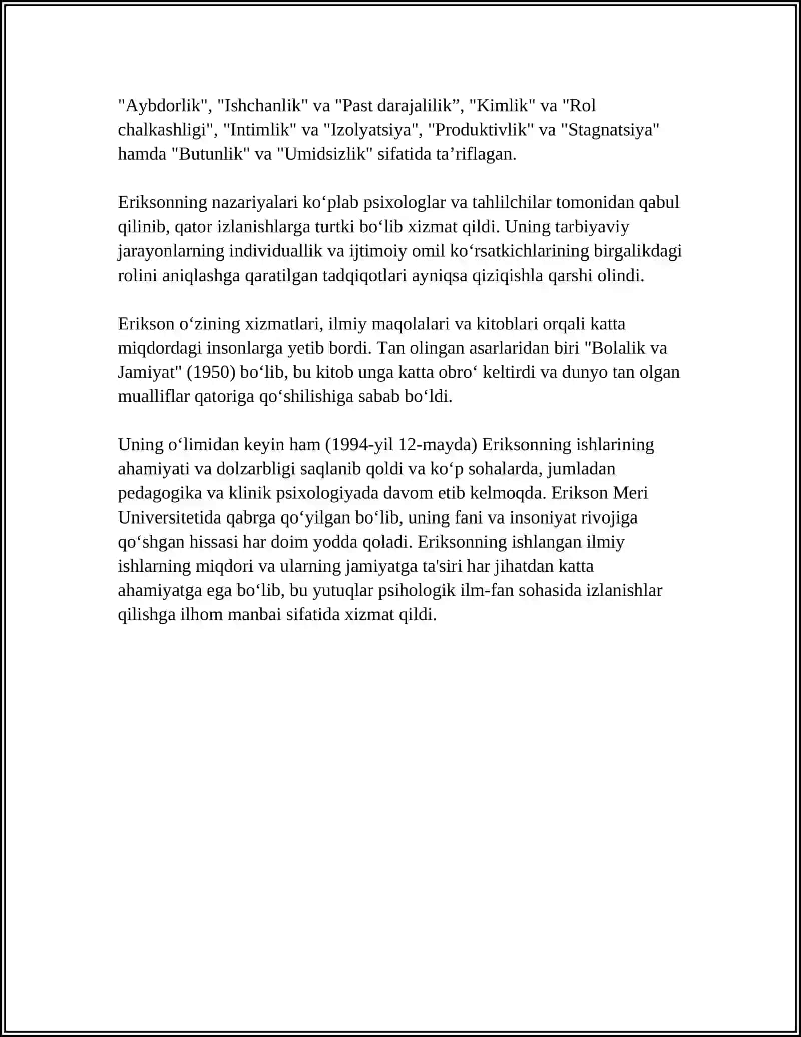 Eriksonning Ego psixologiyasi 4