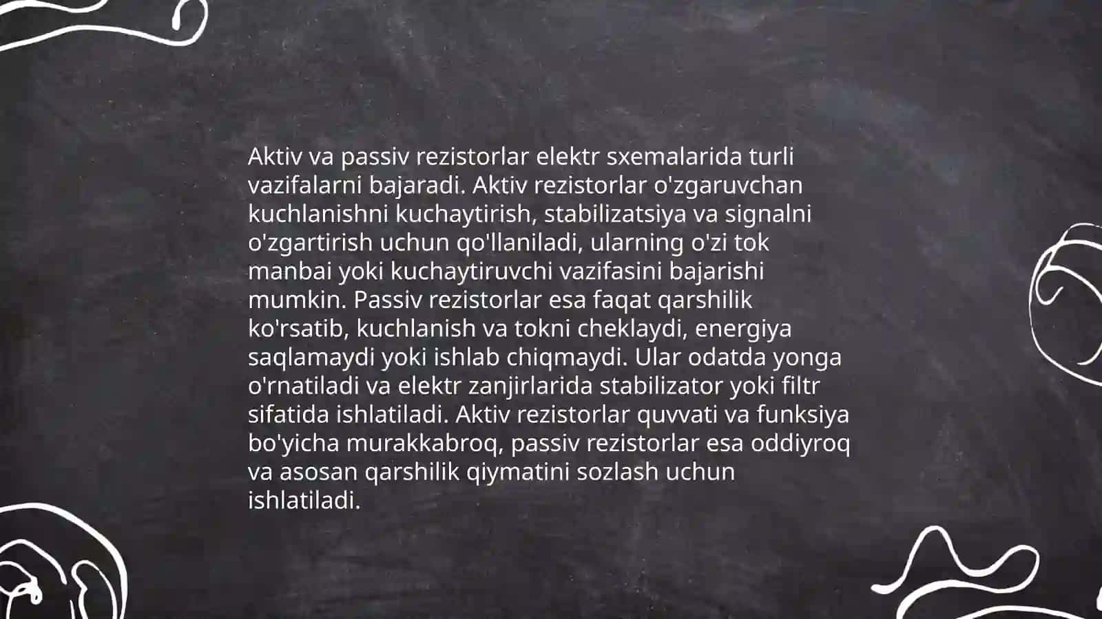 Rezistorlar aktiv va pasiv qarshilik 4