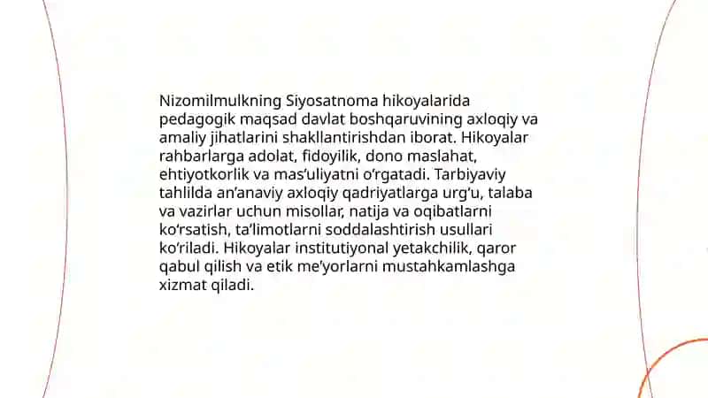 Siyosatnoma hikoyatlarining umumiy tahlili 4