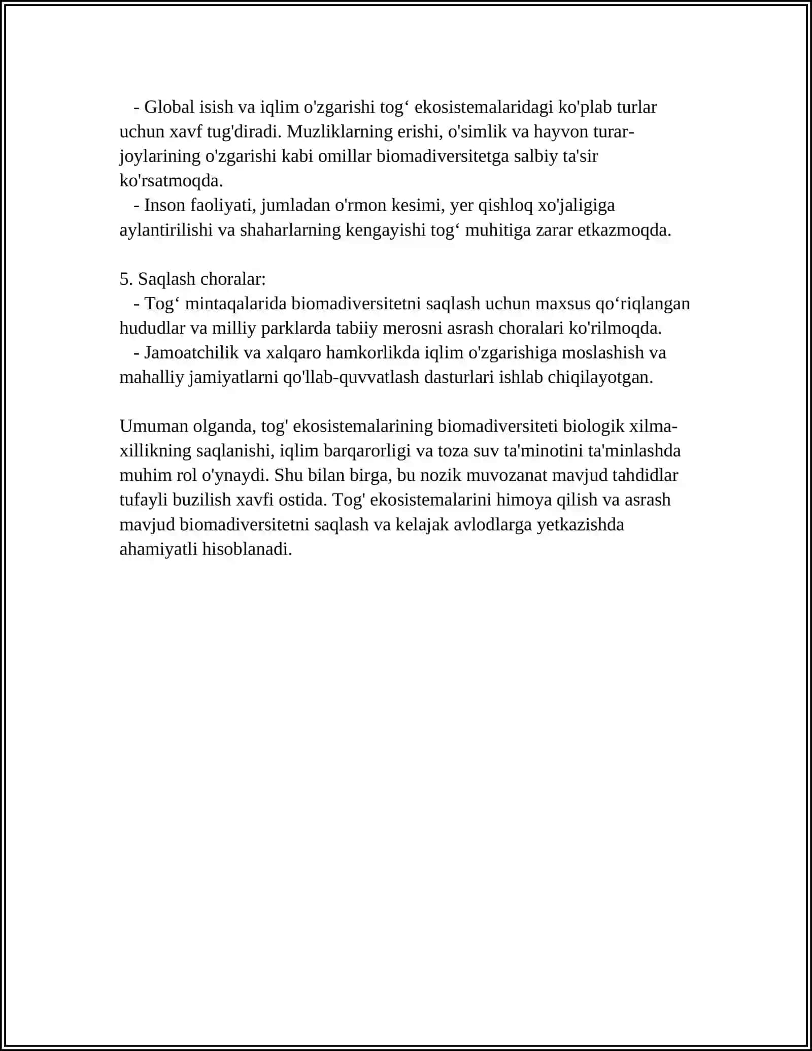 TOGʻ MINTAQASI EKOSISTEMALARI 4