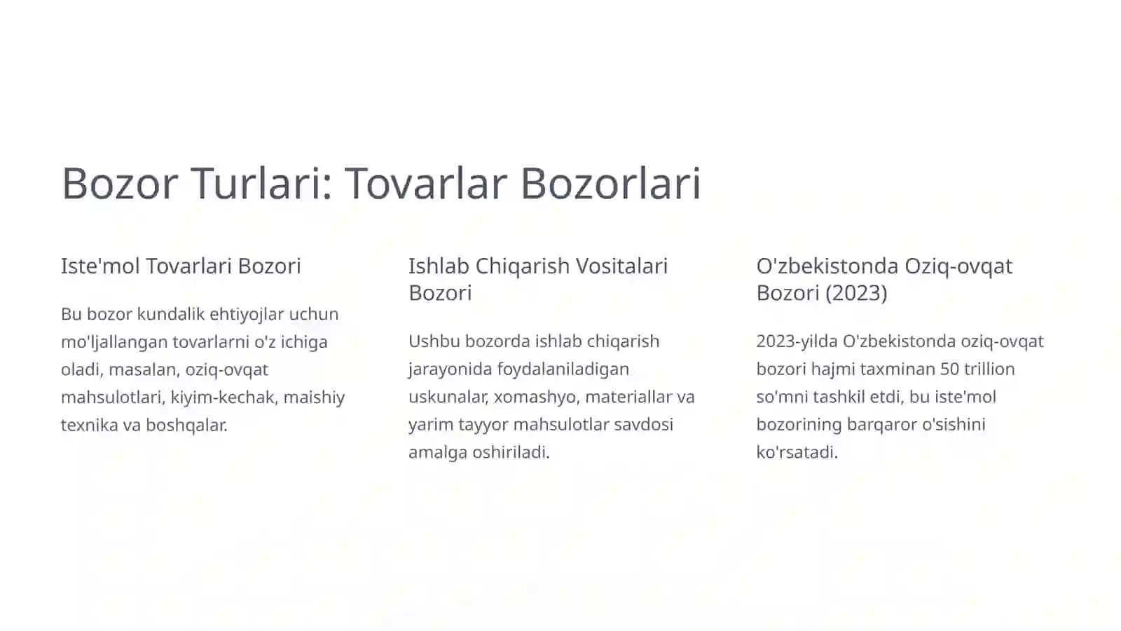 Bozor va Bozor Turlari 4