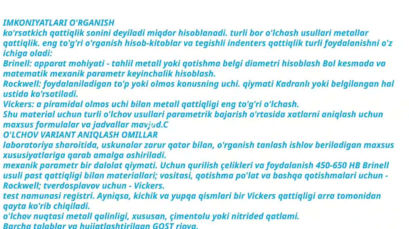 Metalllarning qattiqligini tekshirishda ishlash tartibi 4
