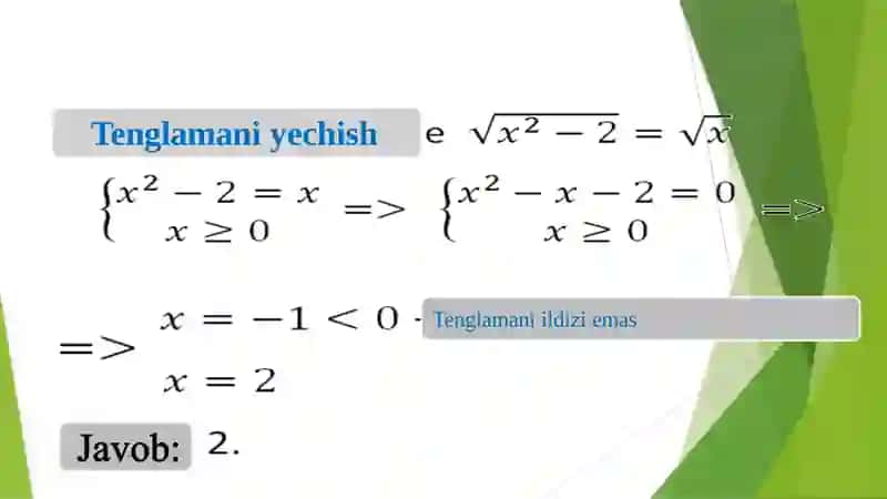 Irratsional tenglamalar 4