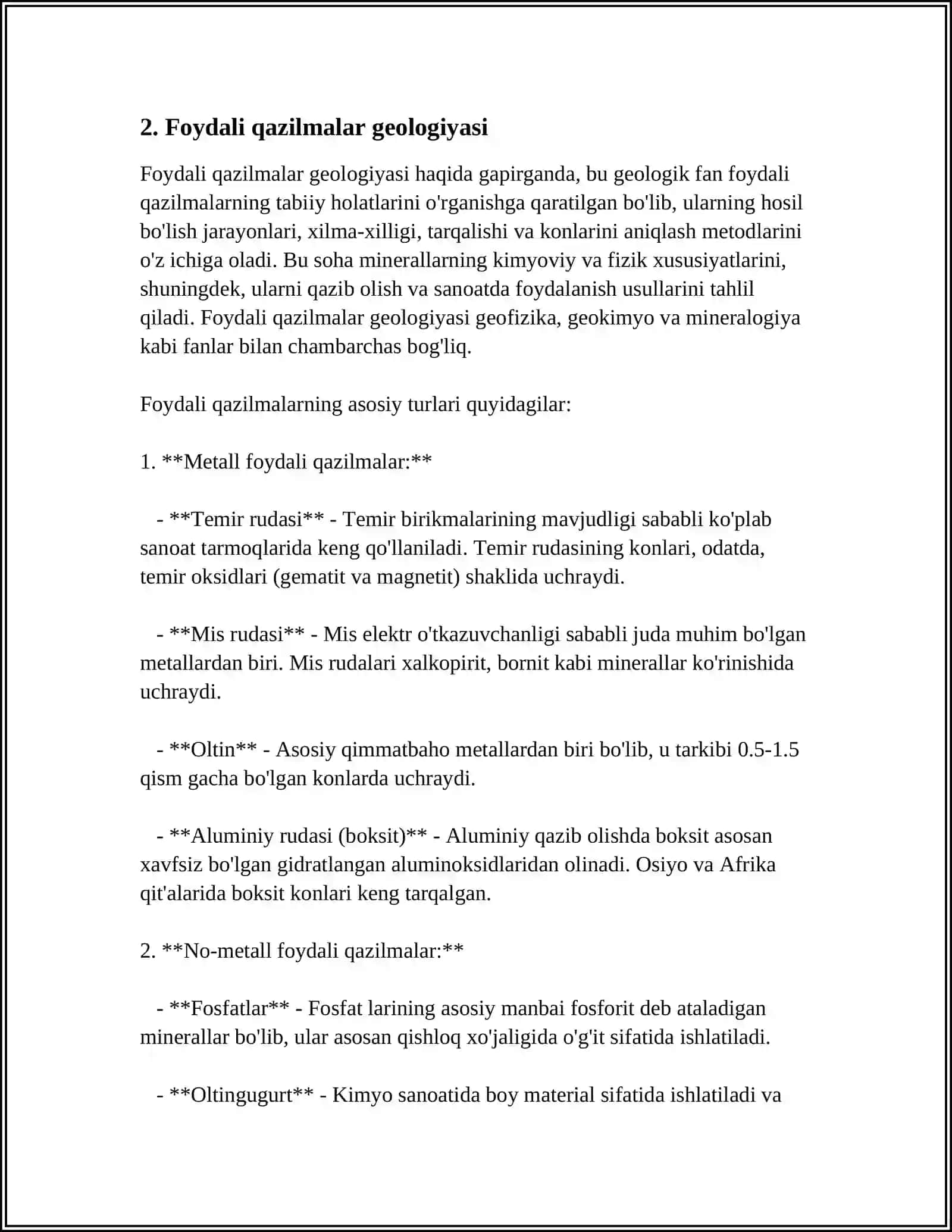 FOYDALI QAZILMALARNING GENETIK VA SANOAT TURLARI 4