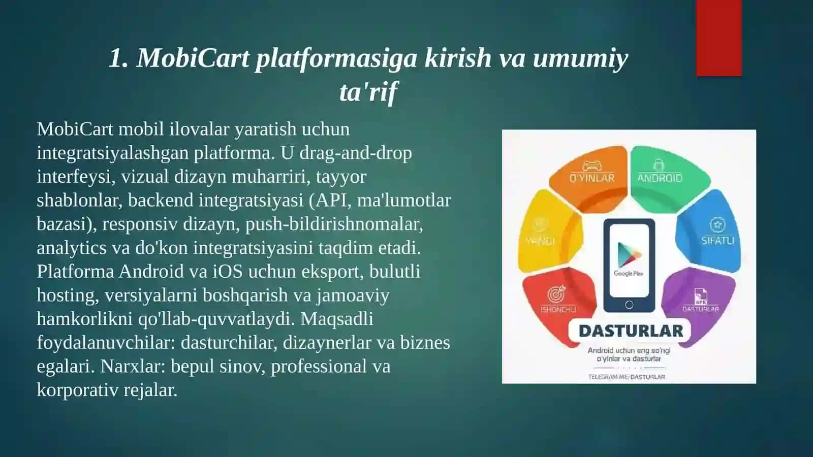 Mobil ilovalar yaratishning dasturiy vositalari (MobiCart) 4