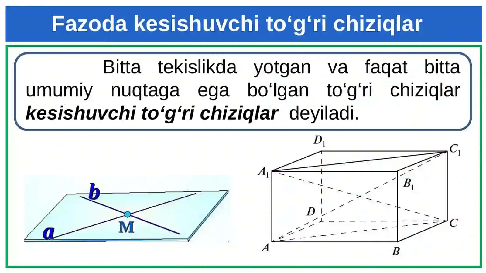 Kesishuvchi va parallel tekisliklar 4