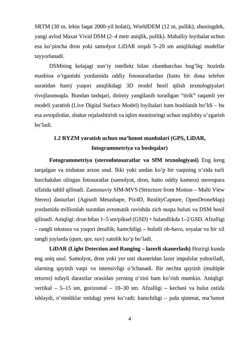 Raqamli yer yuzasi modellari yaratish va ularning tahlili 4