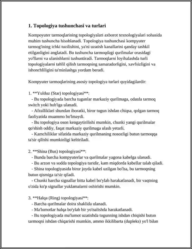 KAMPYUTER TARMOQLARINING TOPOLOGIYALARI 4