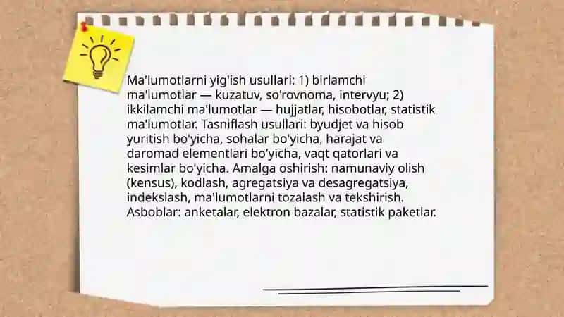 Tahlil ishlarini tashkil etish 4