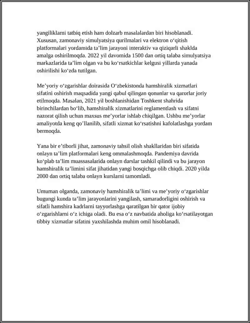 Zamonaviy hamshiralik ta’limi va me’yoriy o‘zgarishlar 4