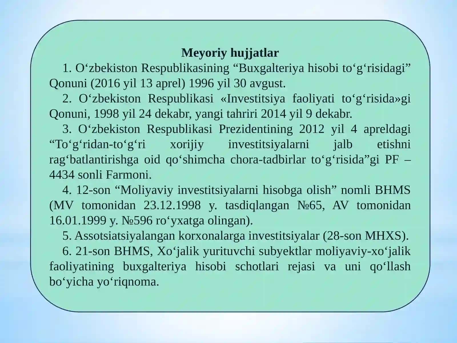 Meyoriy hujjatlar 4