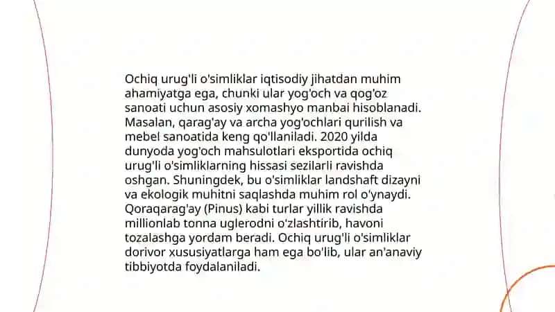 Ochiq uruģli ósimliklarni ahamiyati 4