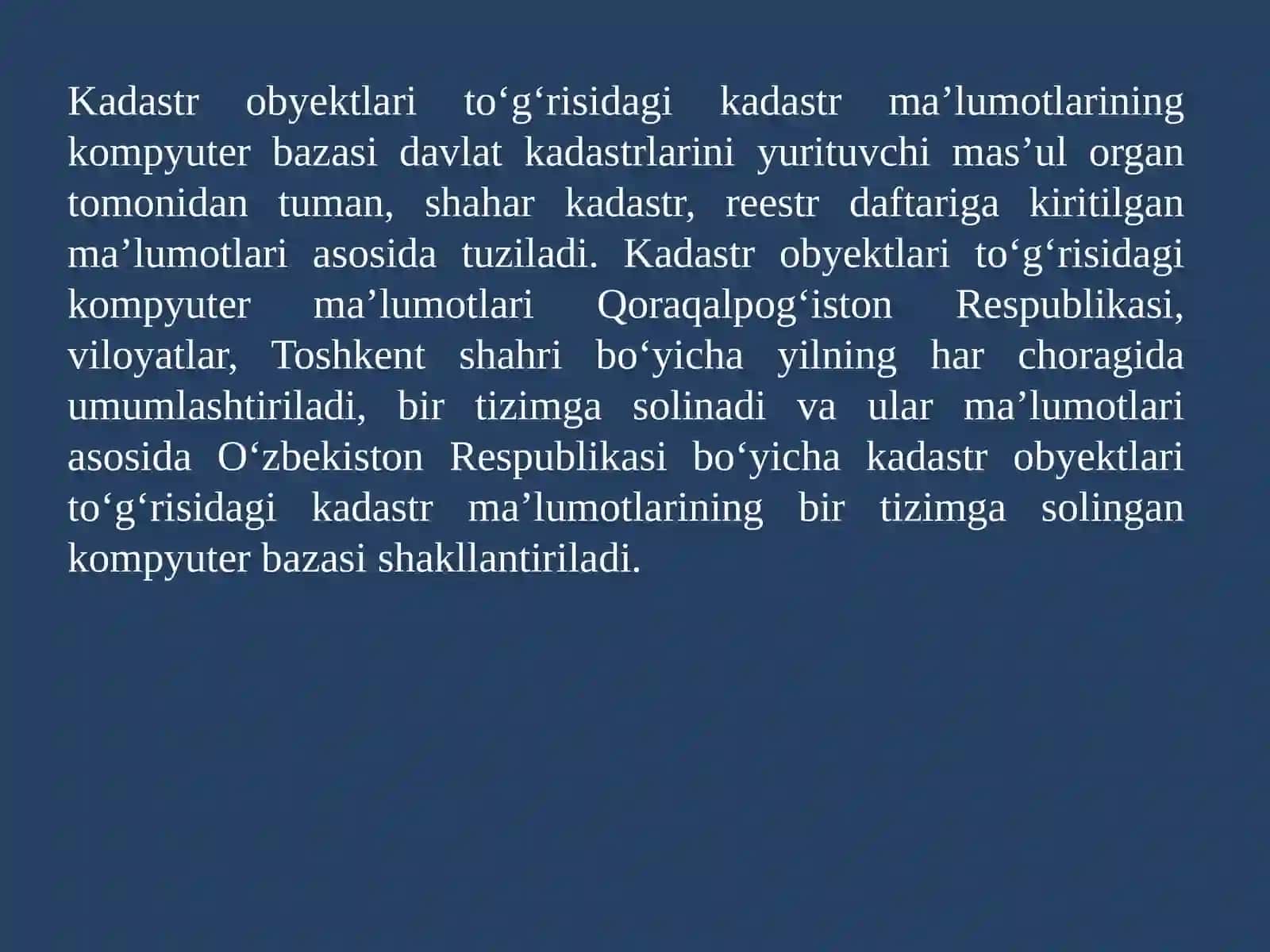 DAVLAT KADASTRLARI ASOSLARI 4