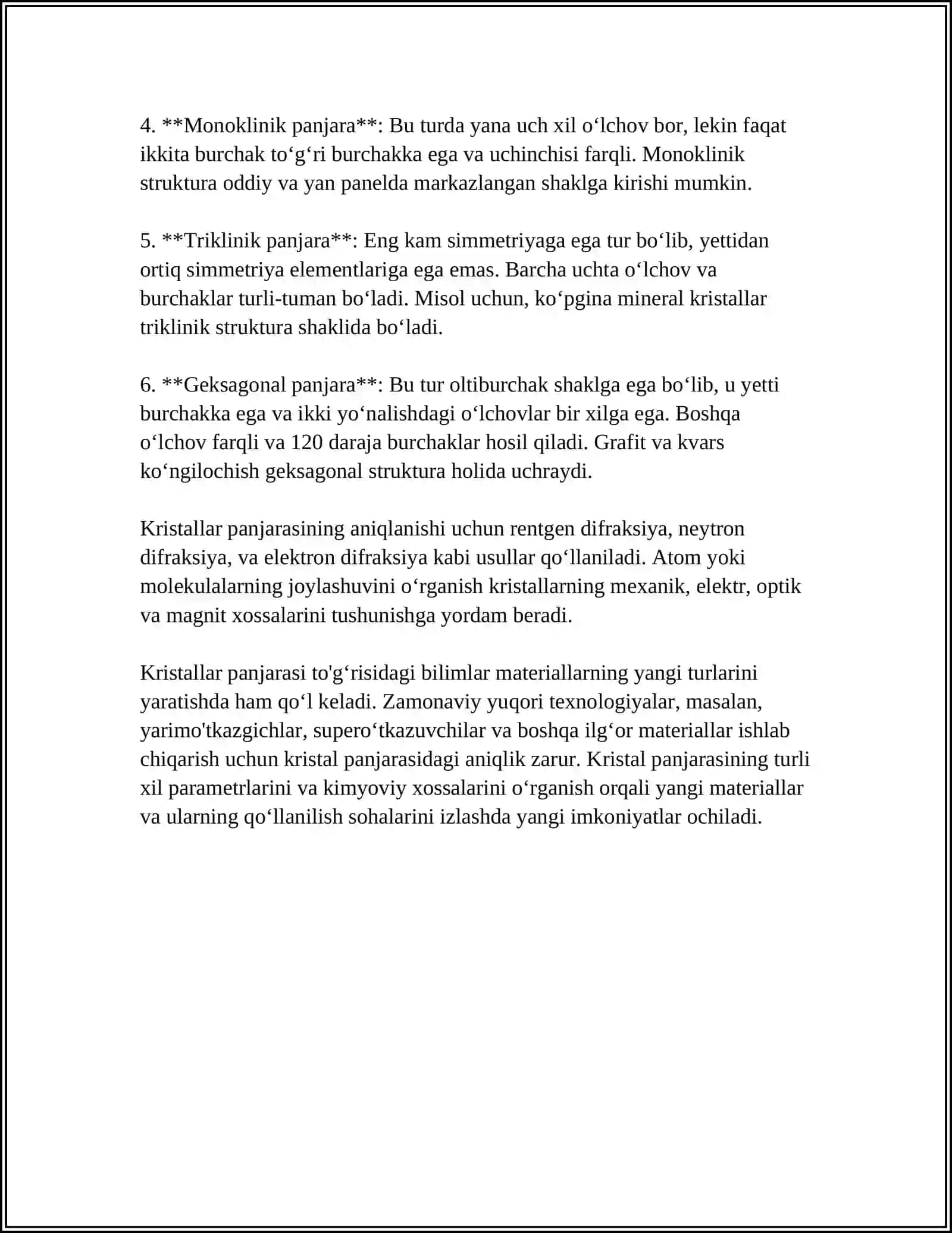 MODDALARNING KRISTAL TUZILISHI 4