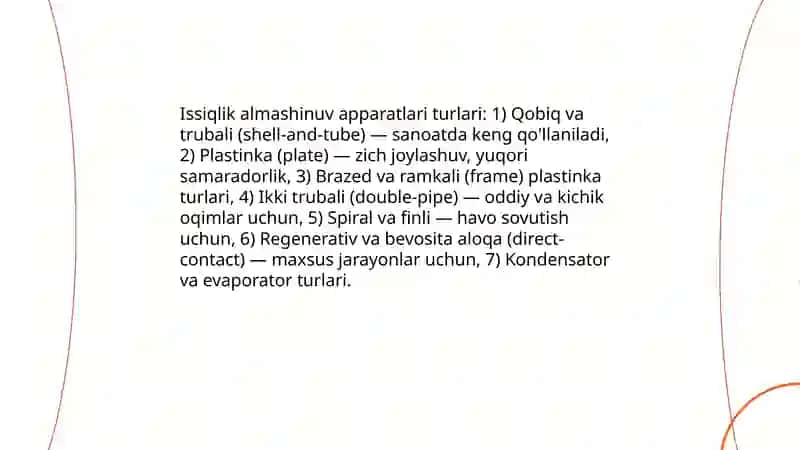 Issiqlik almashinuv apparatlari haqqida umumiy ma'lumatlar 4