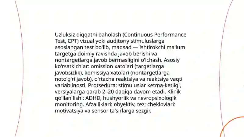 Diqqatni o'lchash metodikalari 4