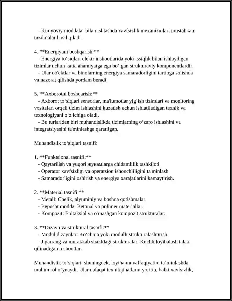 MUHANDISLIK TOʻSIQLARI 4