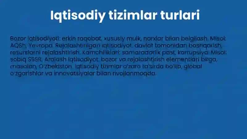 Iqtisodiy tizmlar va ularni turlari 4