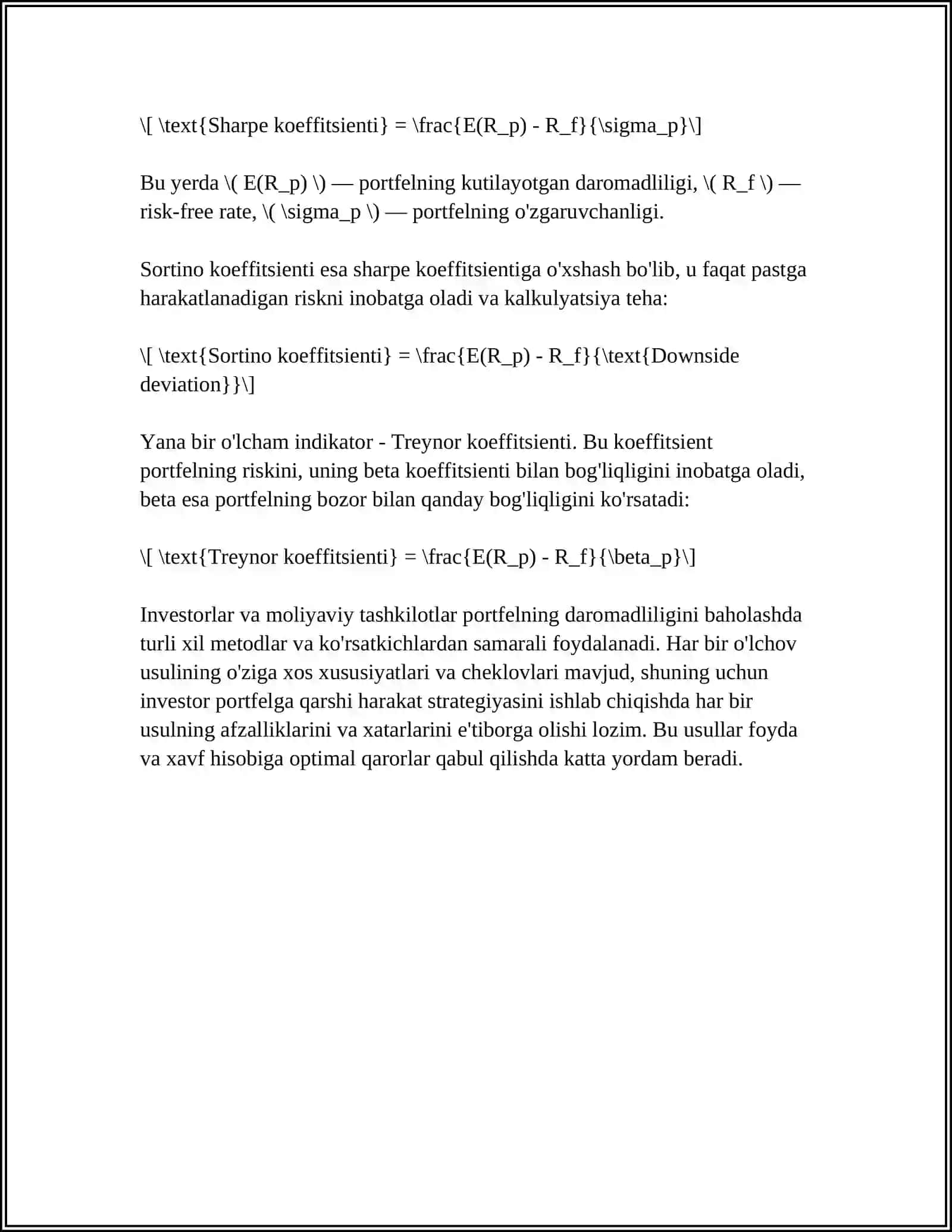 INVESTITSION PORTFELNING DAROMADLILIGI VA RISK 4