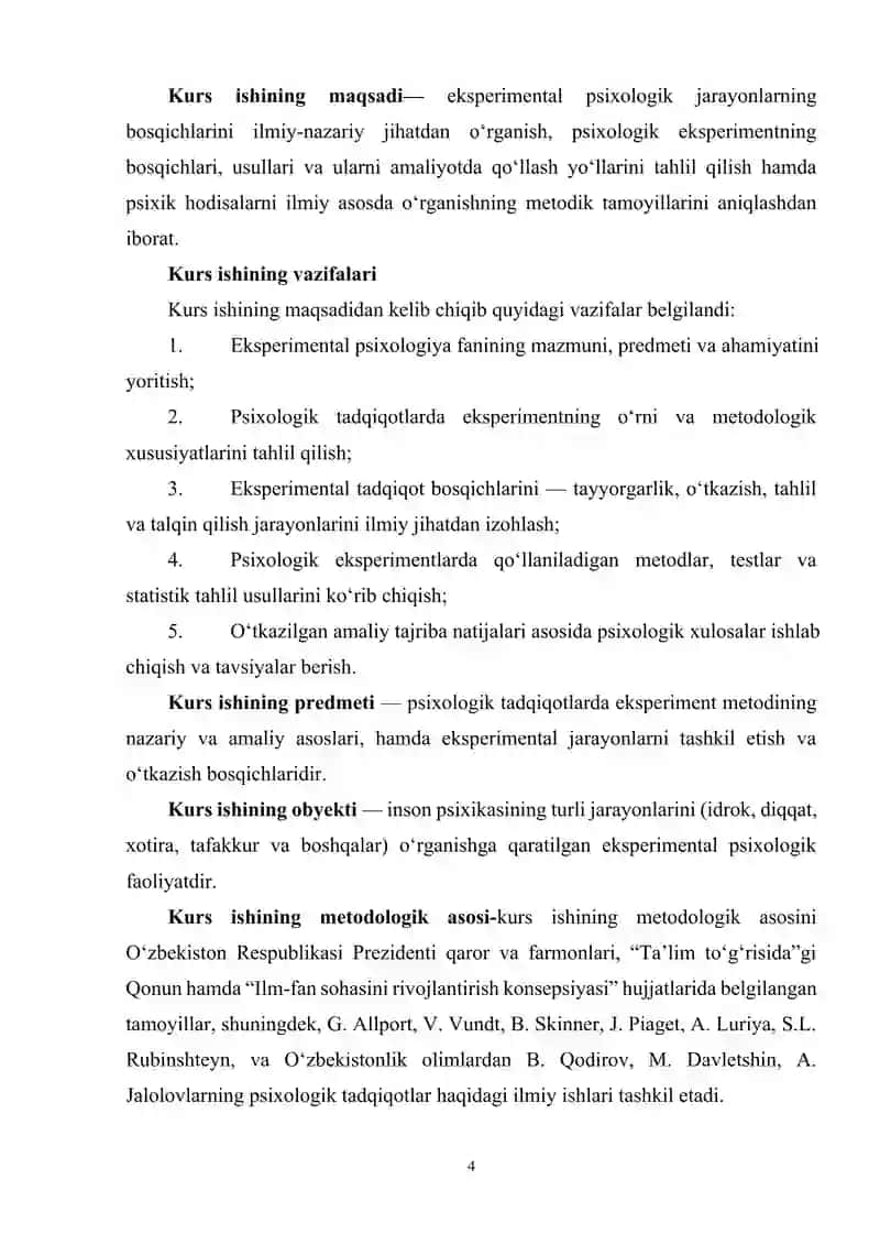 Eksperimental psixologik jarayonlar bosqichlari 4