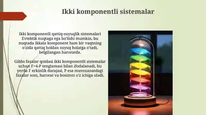 Fazali muvozanat termodenamikasi.Bir va ikki kompanentli sistemalar 4