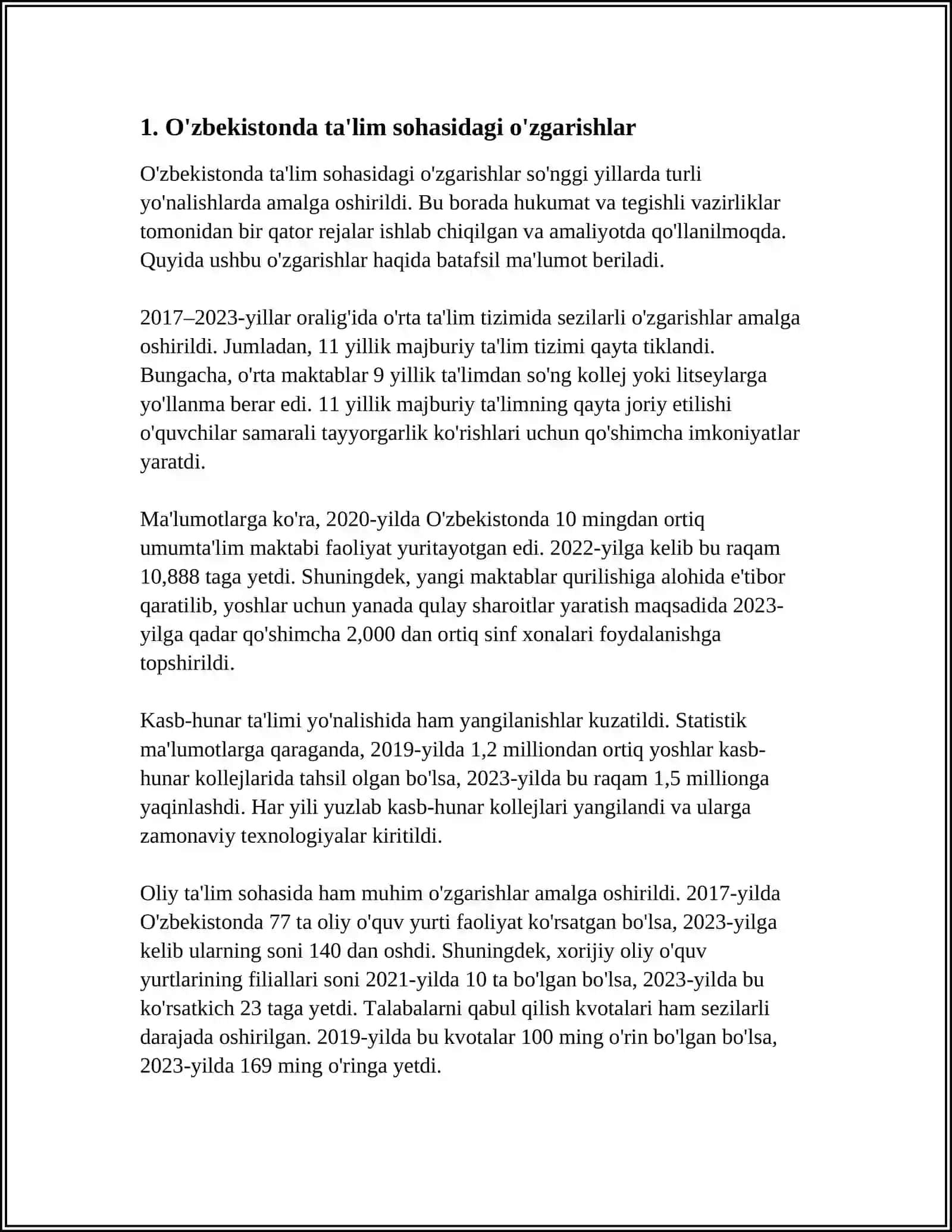 O'zbekistonda ta'lim sohasidagi o'zgarishlar 4