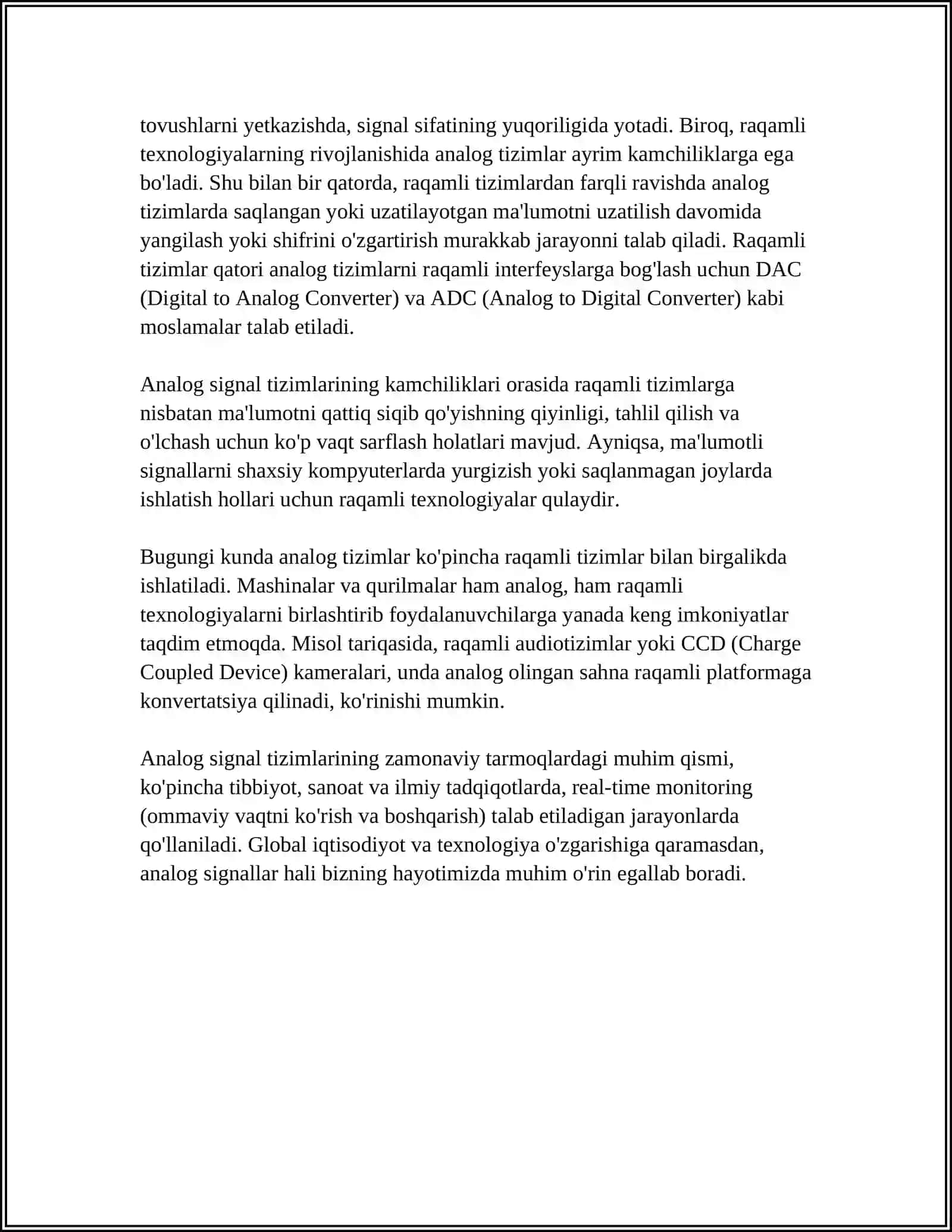 Analog signal tizimlari 4